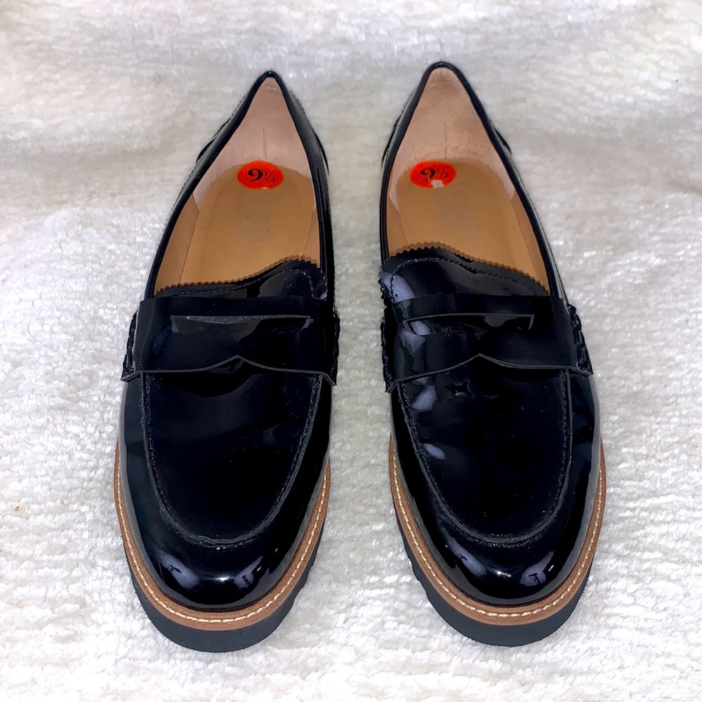NEW Franco Sarto Cedra black patent leather penny loafers
